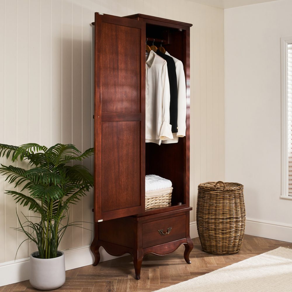 Lille Slim French Mahogany Single Wardrobe - Image 4