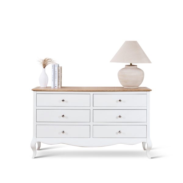 Lille French Chalk White 6 Drawer Wide Chest