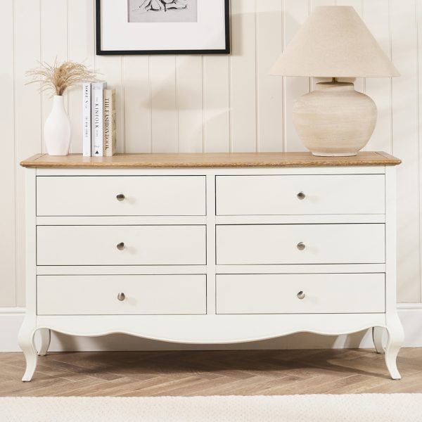 Lille French Chalk White 6 Drawer Wide Chest