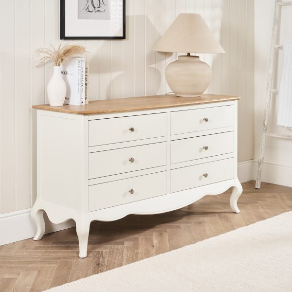 Lille French Chalk White 6 Drawer Wide Chest
