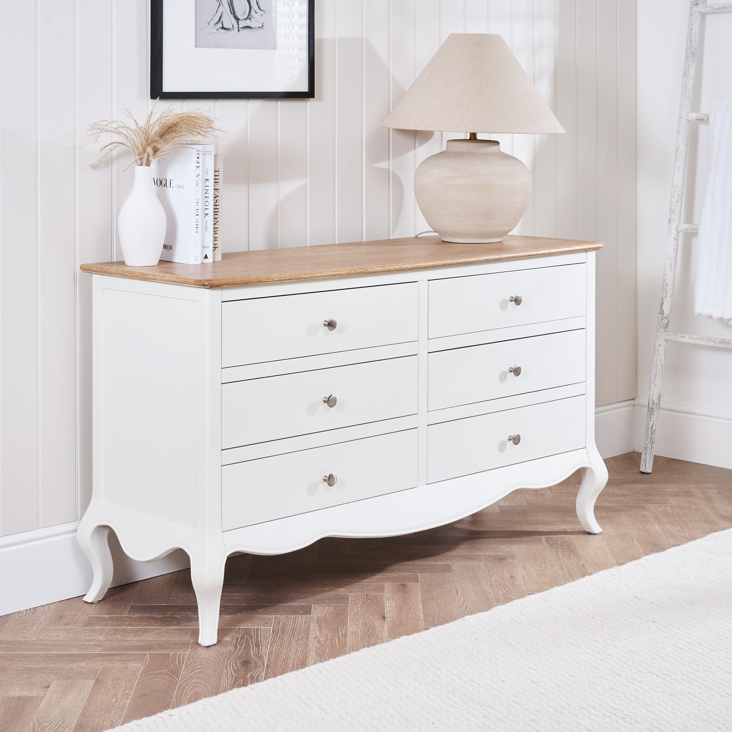 Lille French Chalk White 6 Drawer Wide Chest - Image 2