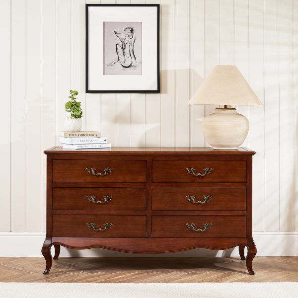 Lille French Mahogany 6 Drawer Wide Chest