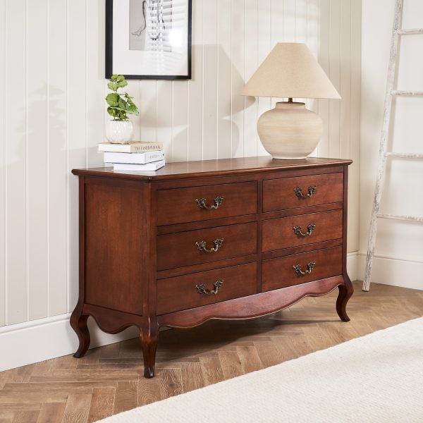 Lille French Mahogany 6 Drawer Wide Chest