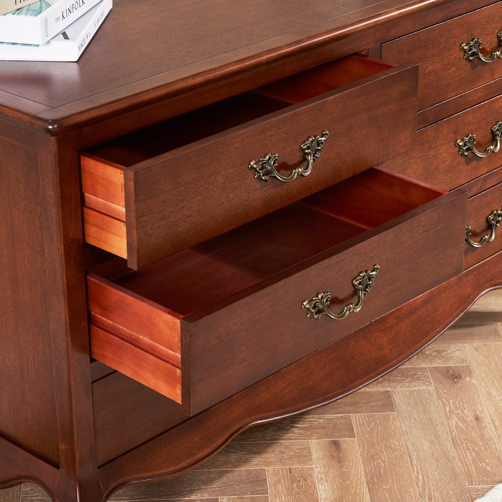 Lille French Mahogany 6 Drawer Wide Chest - Image 5