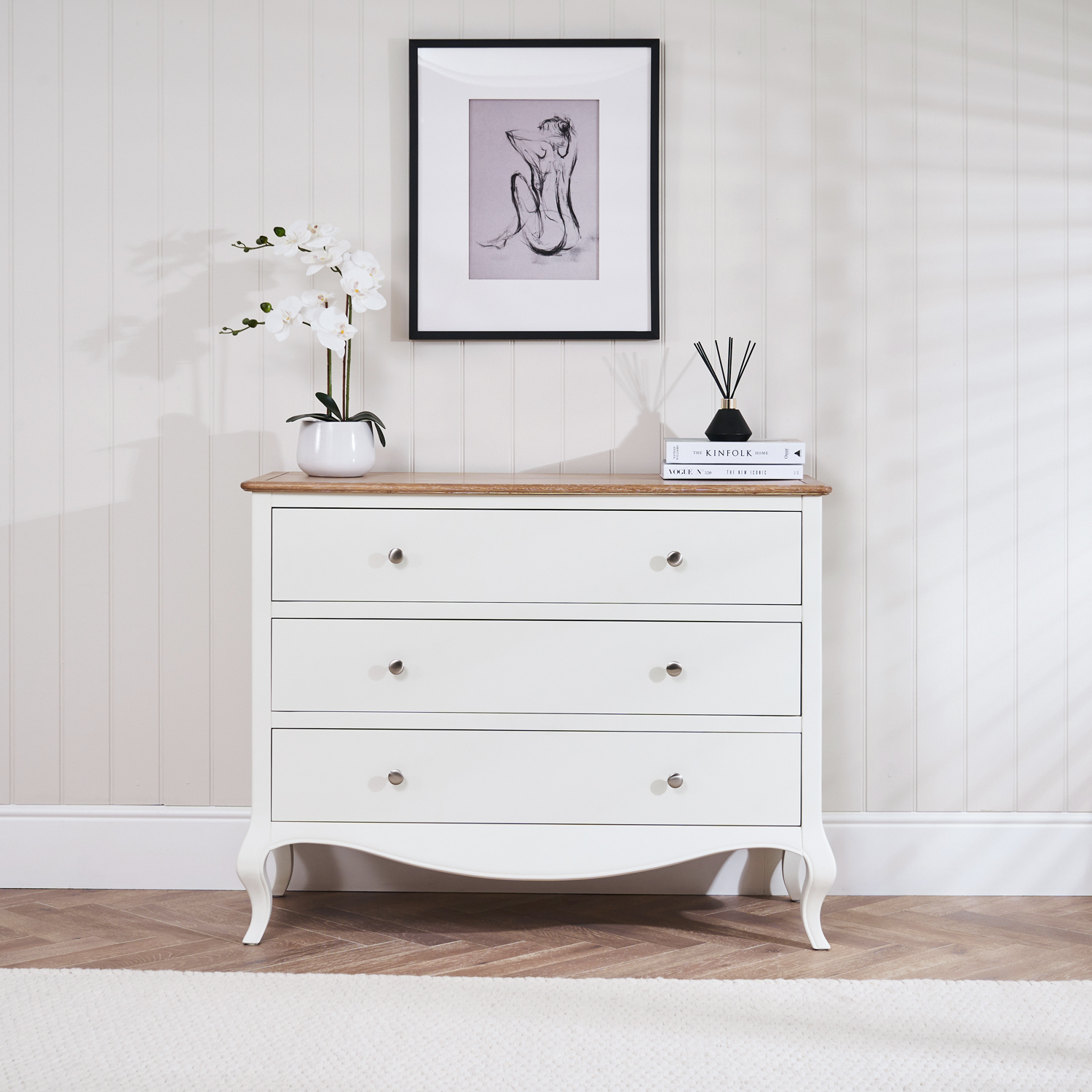 Lille French Chalk White 3 Drawer Chest