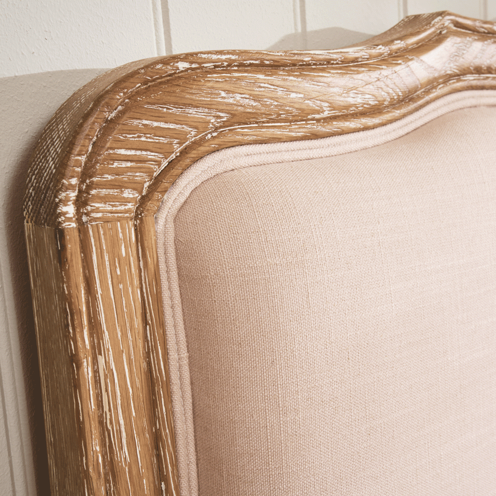 Clémence Whitewash Oak Upholstered Low Foot Board Bed - King - Image 5