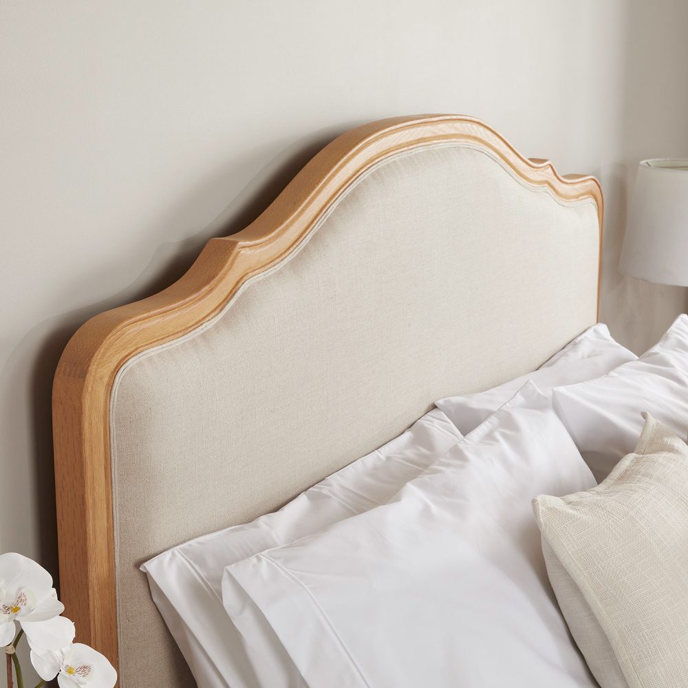 Alice French Oak Upholstered Low Foot Board Bed - Super King Size - Image 4