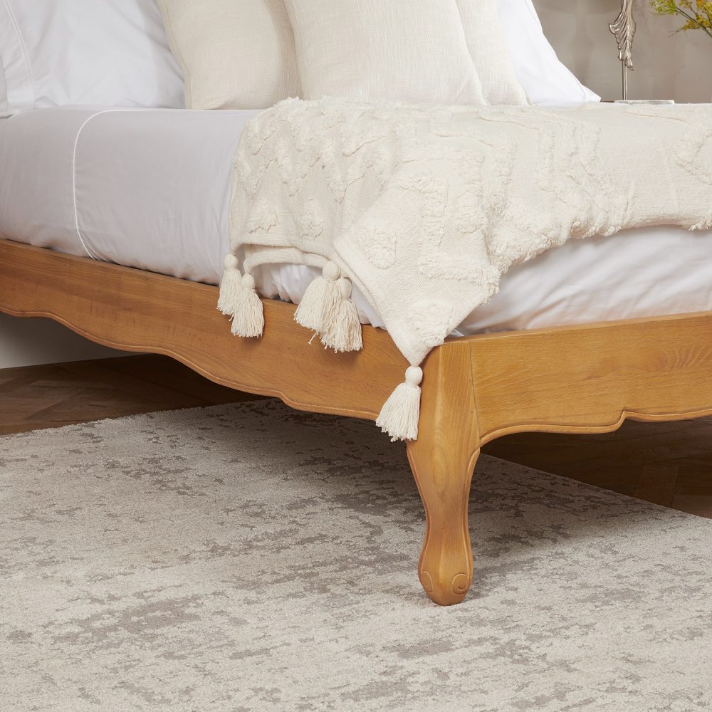Alice French Oak Upholstered Low Foot Board Bed - Super King Size - Image 6