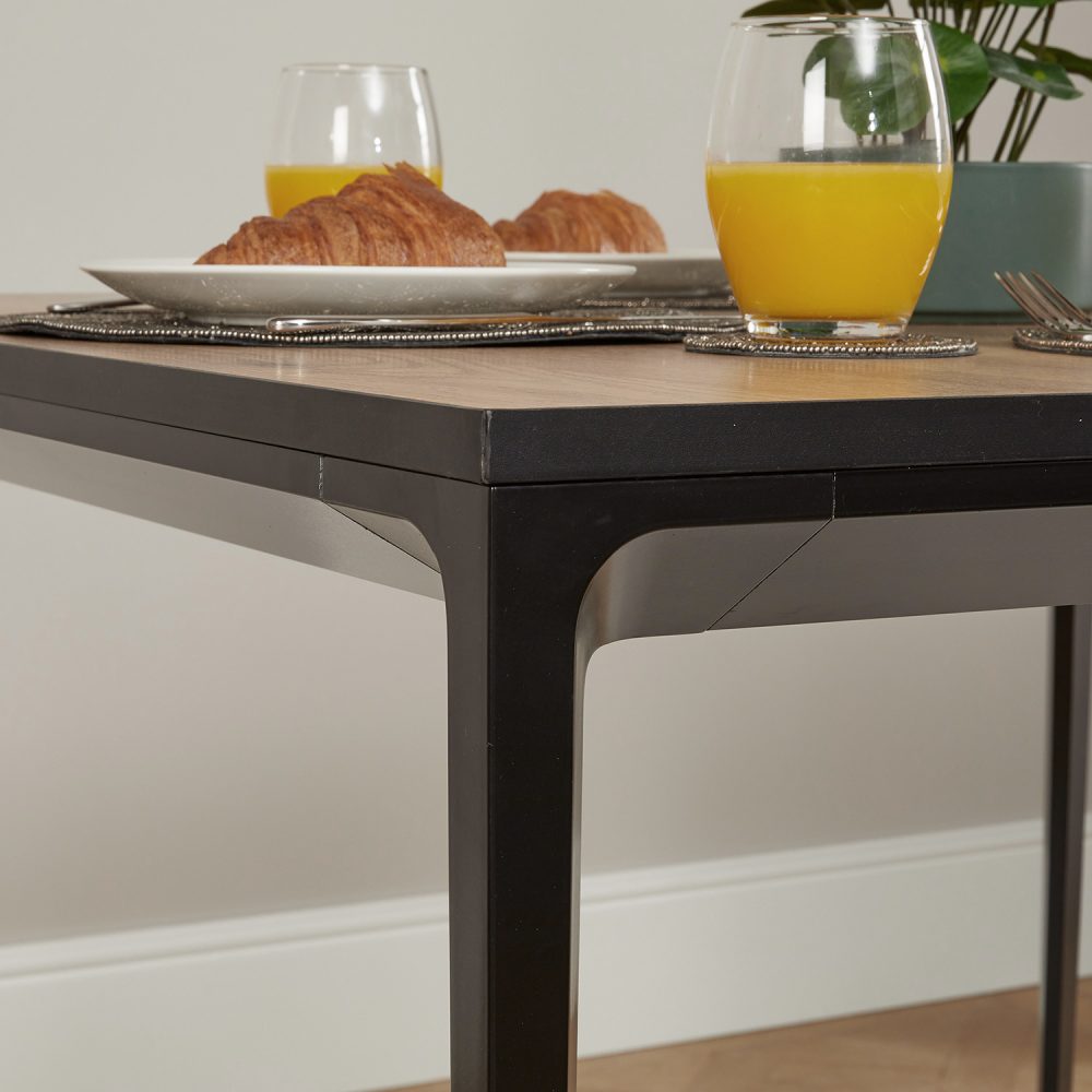 Bellagio 90cm Square Natural Oak Melamine Dining Table Set with 4x Leon Grey Dining Chairs - Image 4