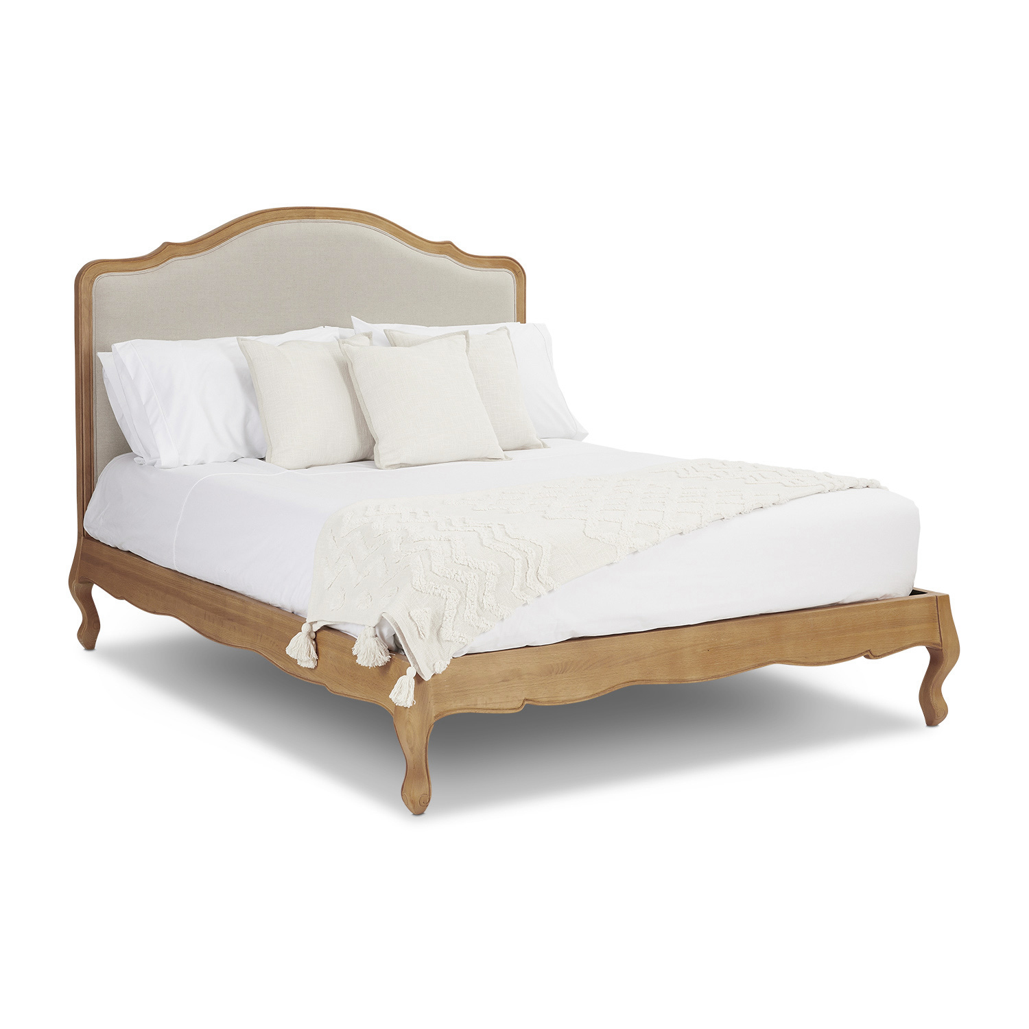 Alice French Light Oak Upholstered Low Foot Board Bed – Super King Size