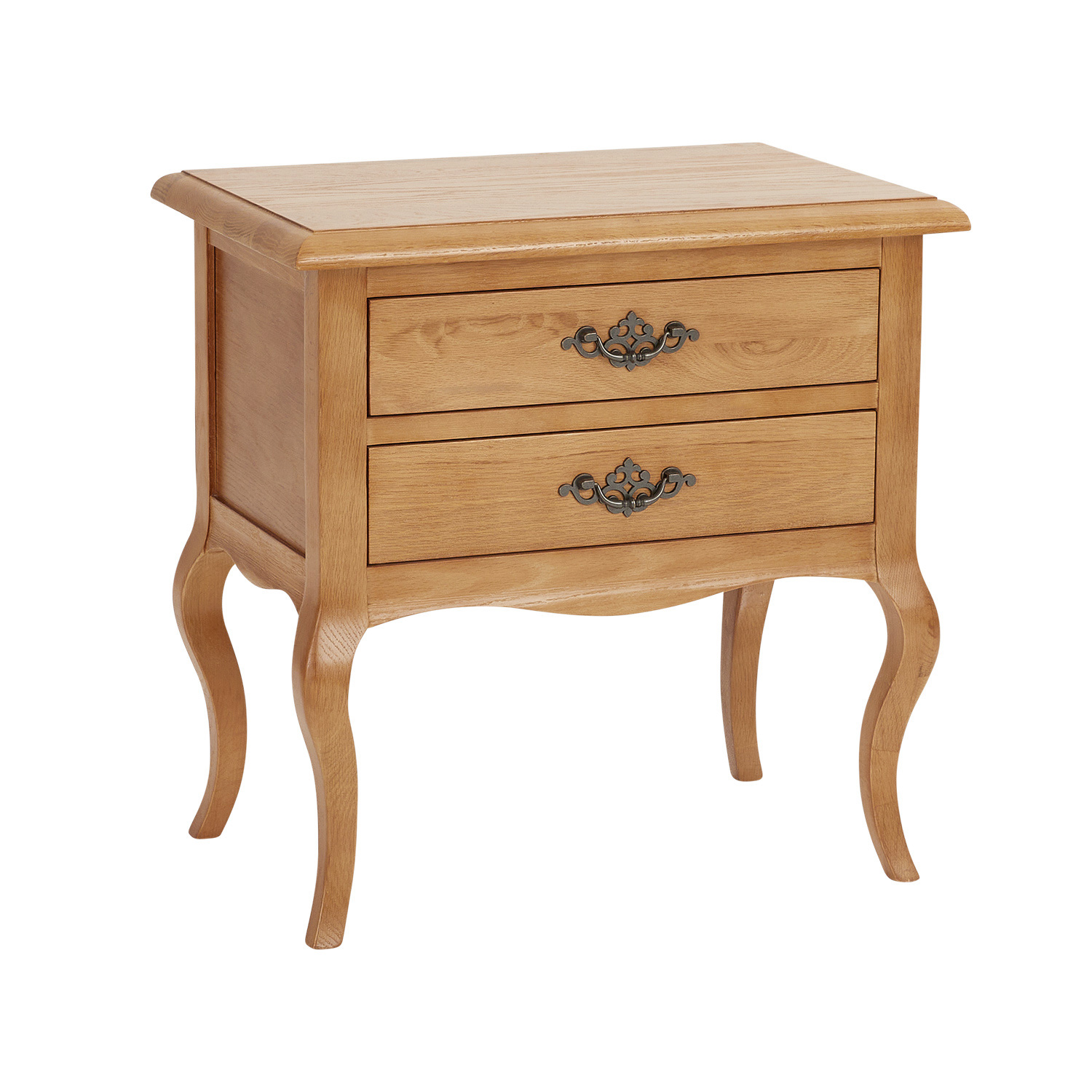 Clearance Price – French Oak Two Drawer Bedside Table