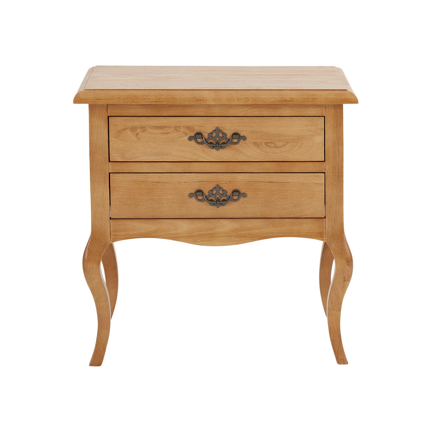 French Oak Two Drawer Bedside Table