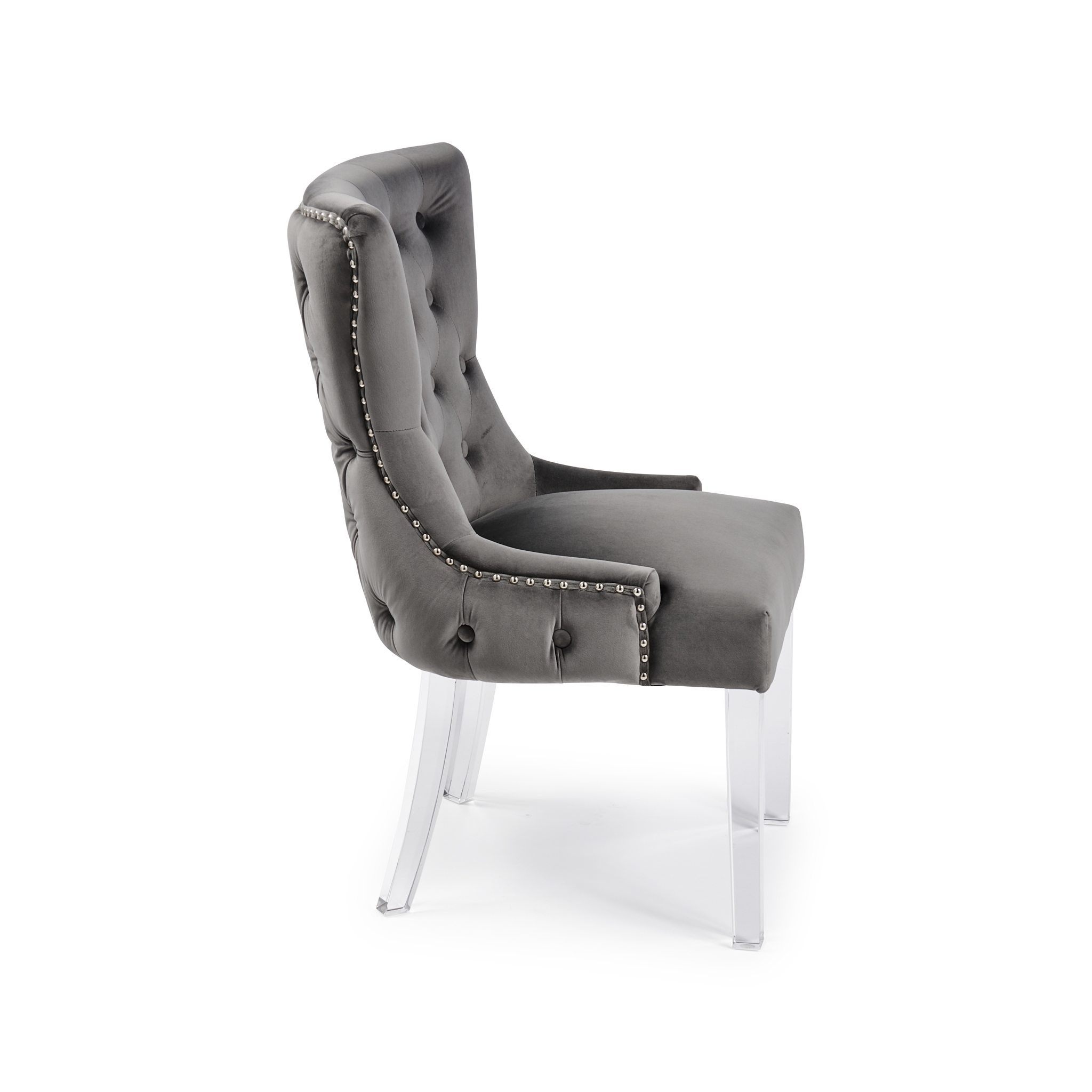 knightsbridge buttoned brushed velvet dining chair in grey
