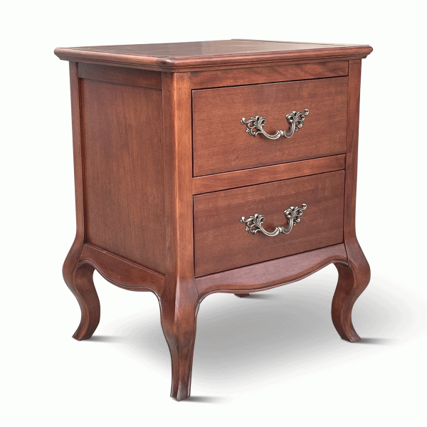 Lille French Mahogany Two Drawer Bedside Table