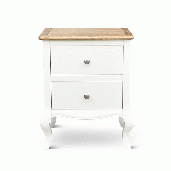 Lille French Chalk White Two Drawer Bedside Table