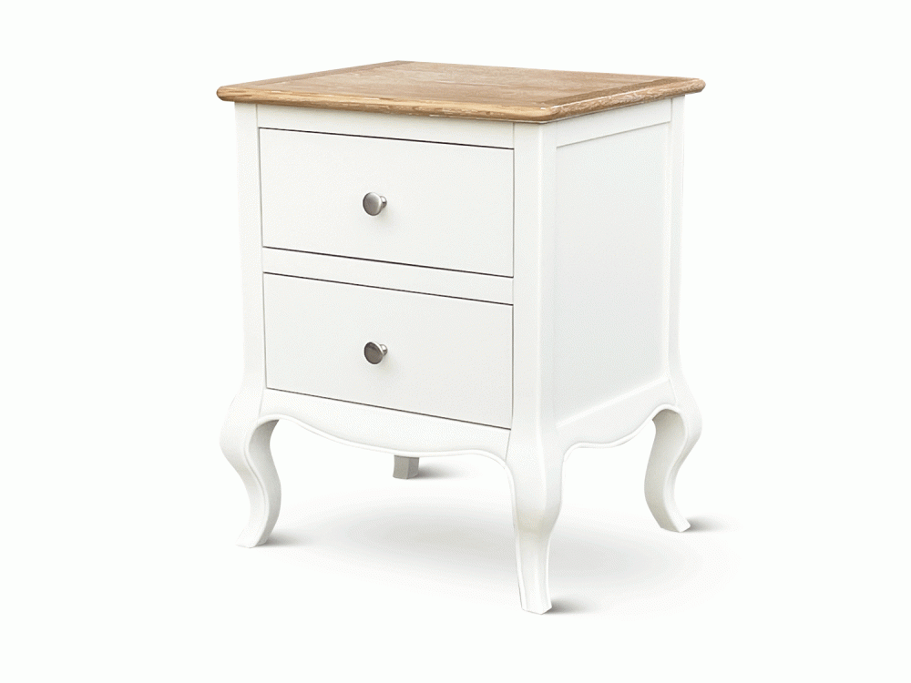 Lille French Chalk White Two Drawer Bedside Table - Image 4