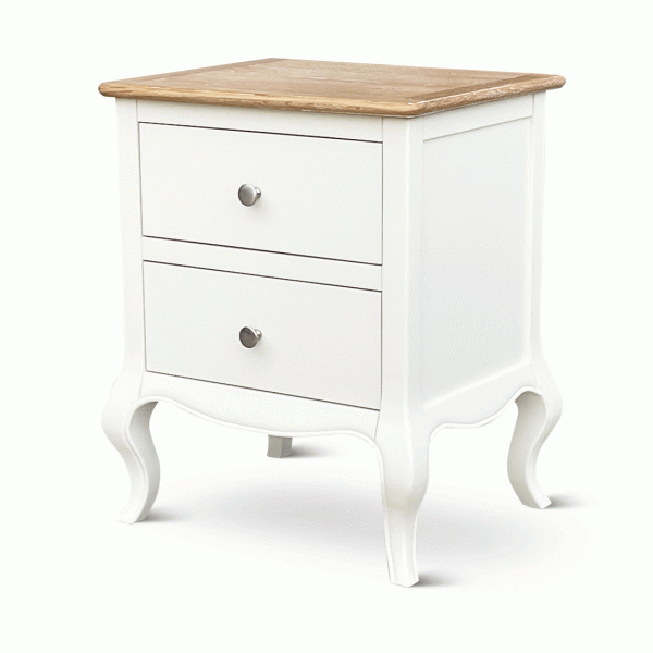 Lille French Chalk White Two Drawer Bedside Table