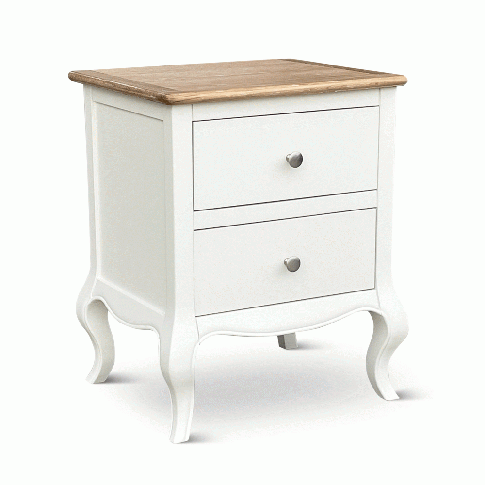 Lille French Chalk White Two Drawer Bedside Table - Image 6
