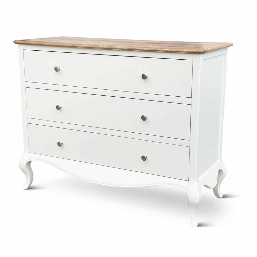 Lille French Chalk White 3 Drawer Chest - Image 7