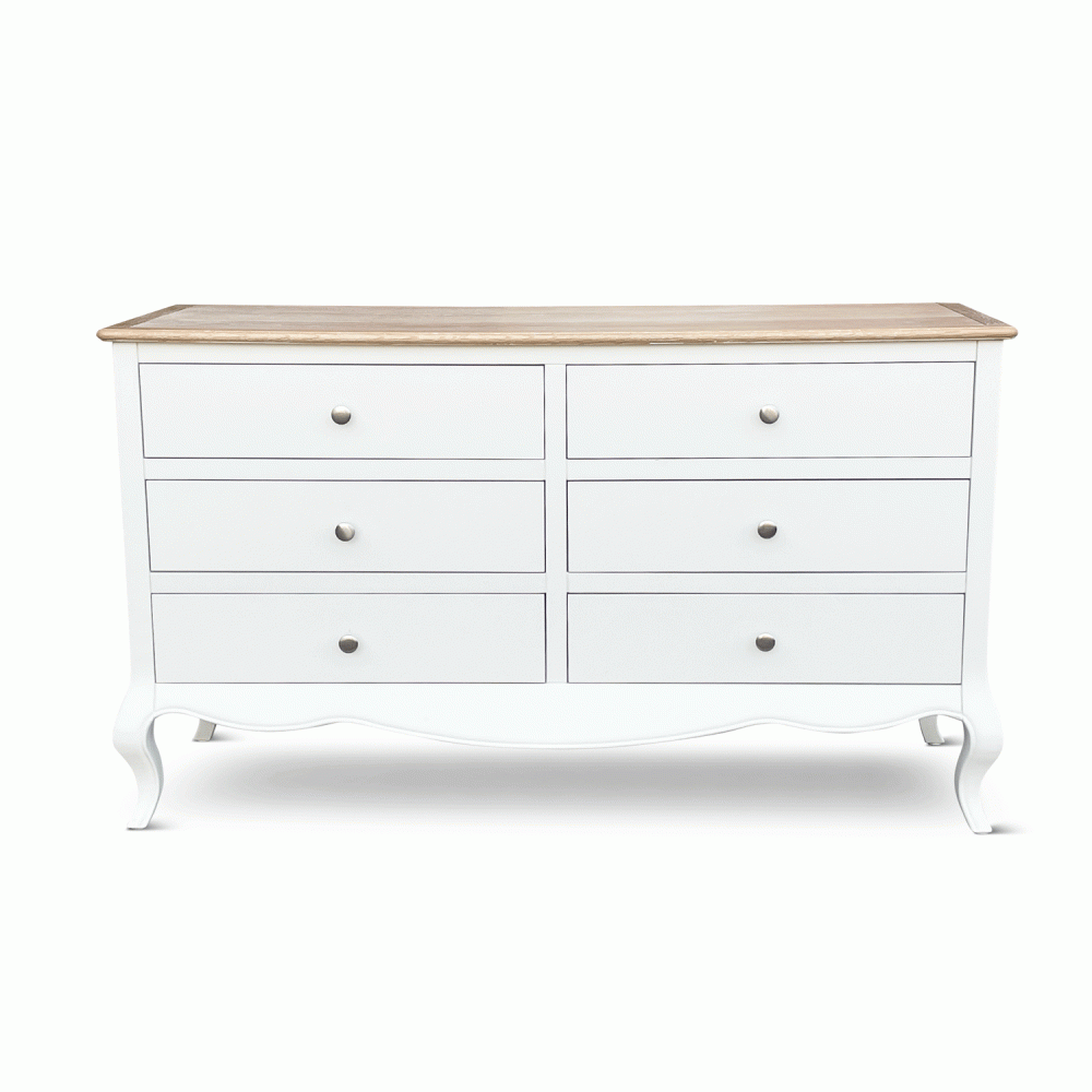 Lille French Chalk White 6 Drawer Wide Chest