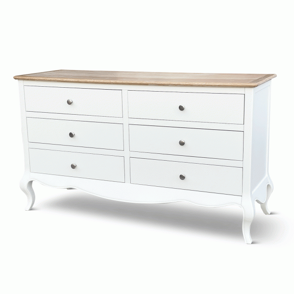 Lille French Chalk White 6 Drawer Wide Chest