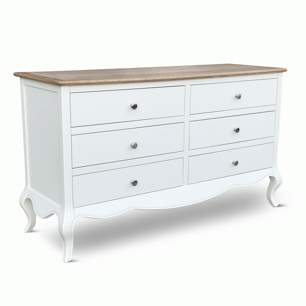 Lille French Chalk White 6 Drawer Wide Chest - Image 4