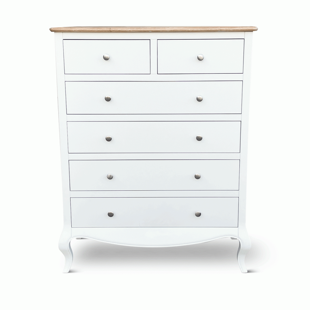Lille French Chalk White 6 Drawer Tall Chest - Image 7