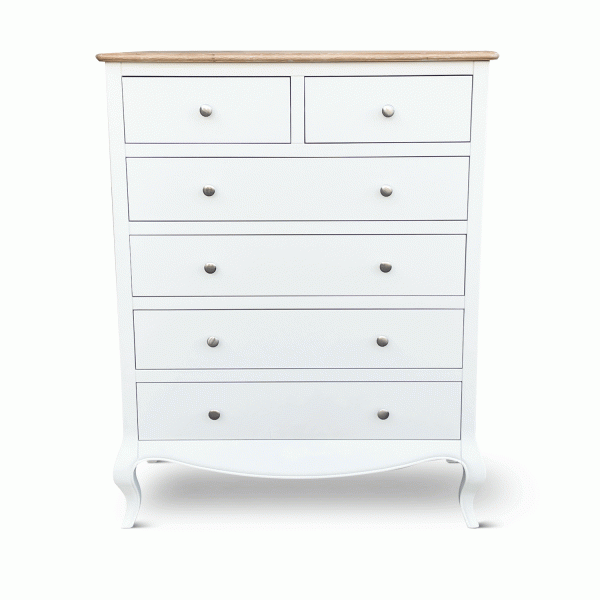 Lille French Chalk White 6 Drawer Tall Chest
