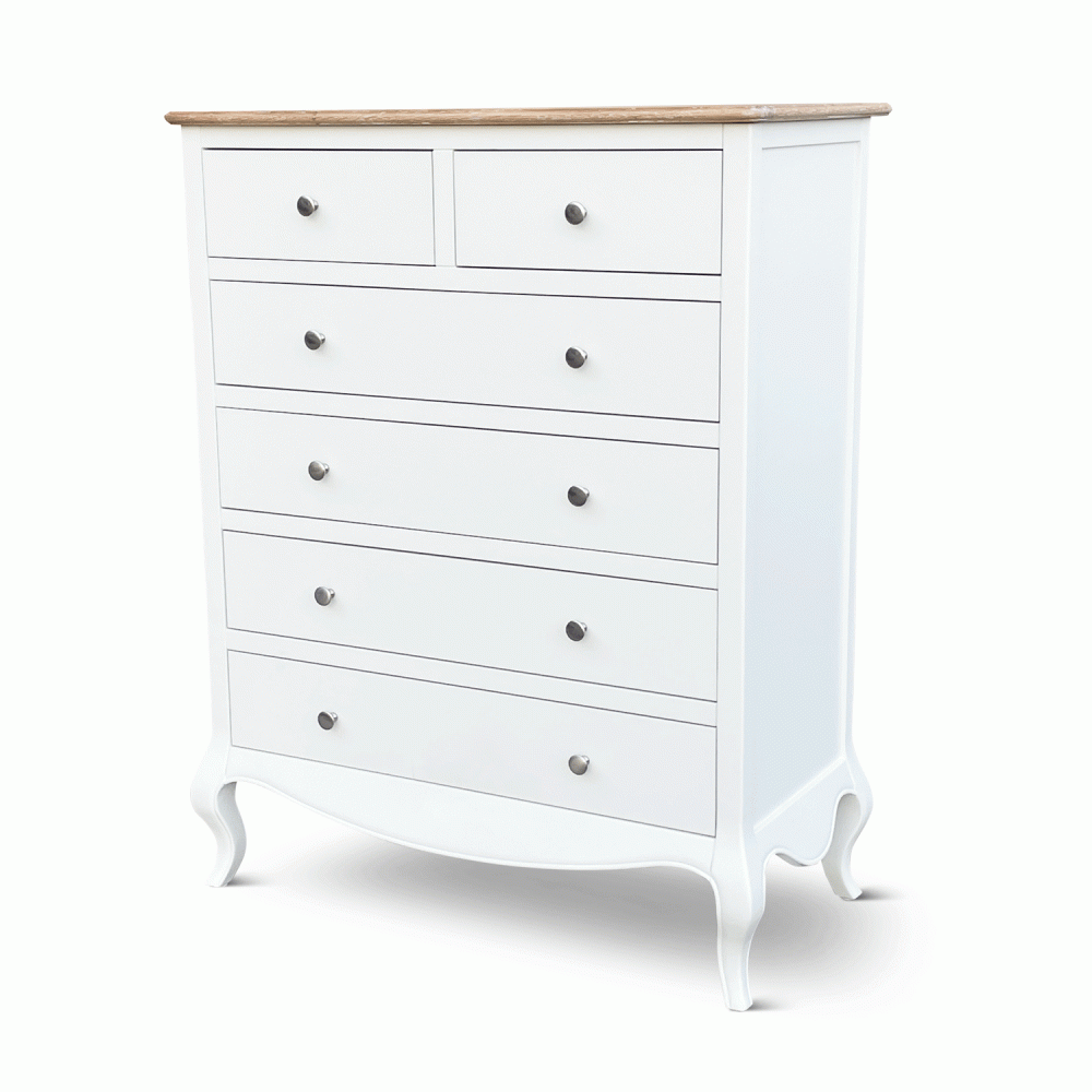 Lille French Chalk White 6 Drawer Tall Chest - Image 6