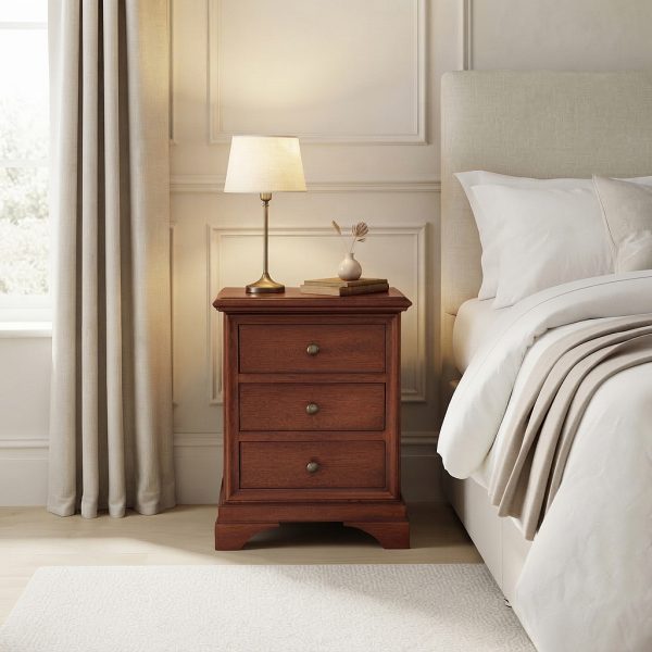 Hampton Mahogany 3 Drawer Bedside Table