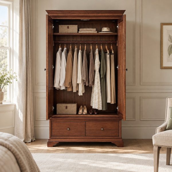 Hampton Mahogany Double Wardrobe with Two Drawers