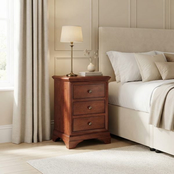 Hampton Mahogany 3 Drawer Bedside Table