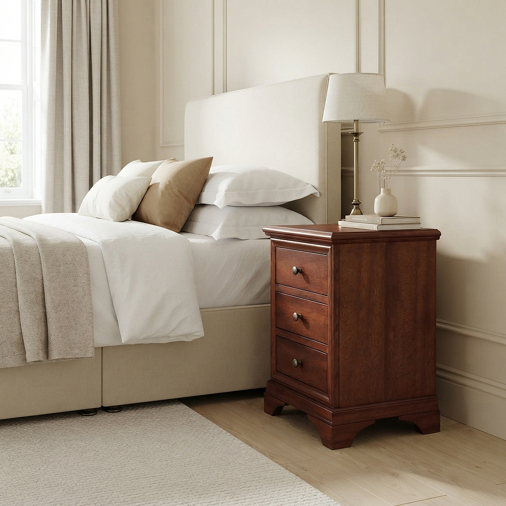 Hampton Mahogany 3 Drawer Bedside Table - Image 3