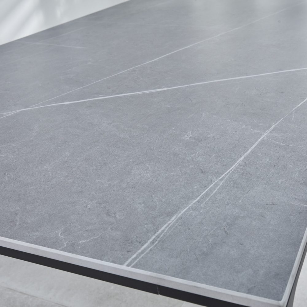 Bellagio 160cm Grey Sintered Stone Dining Table with Black Contemporary Base - Image 9