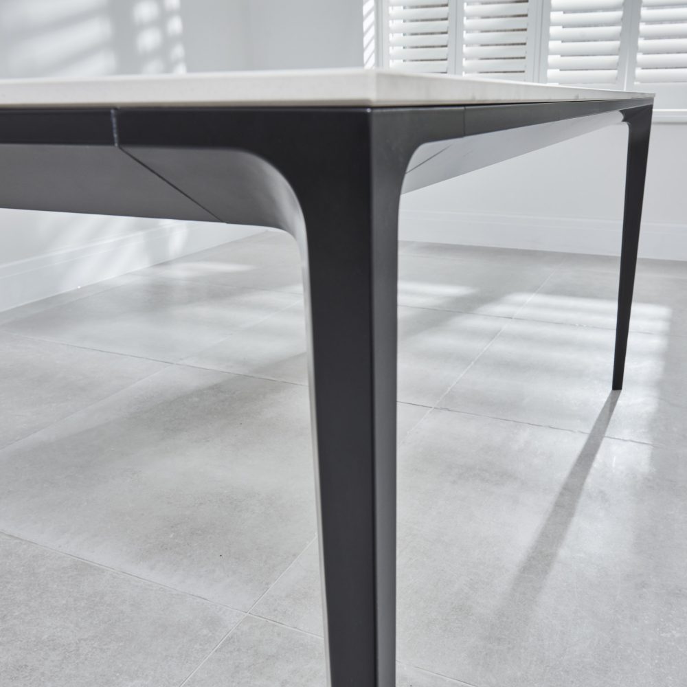 Bellagio 1.6M White Sintered Stone Dining Table Set with 4 x Camila Grey/Tan Dining Chairs - Image 10
