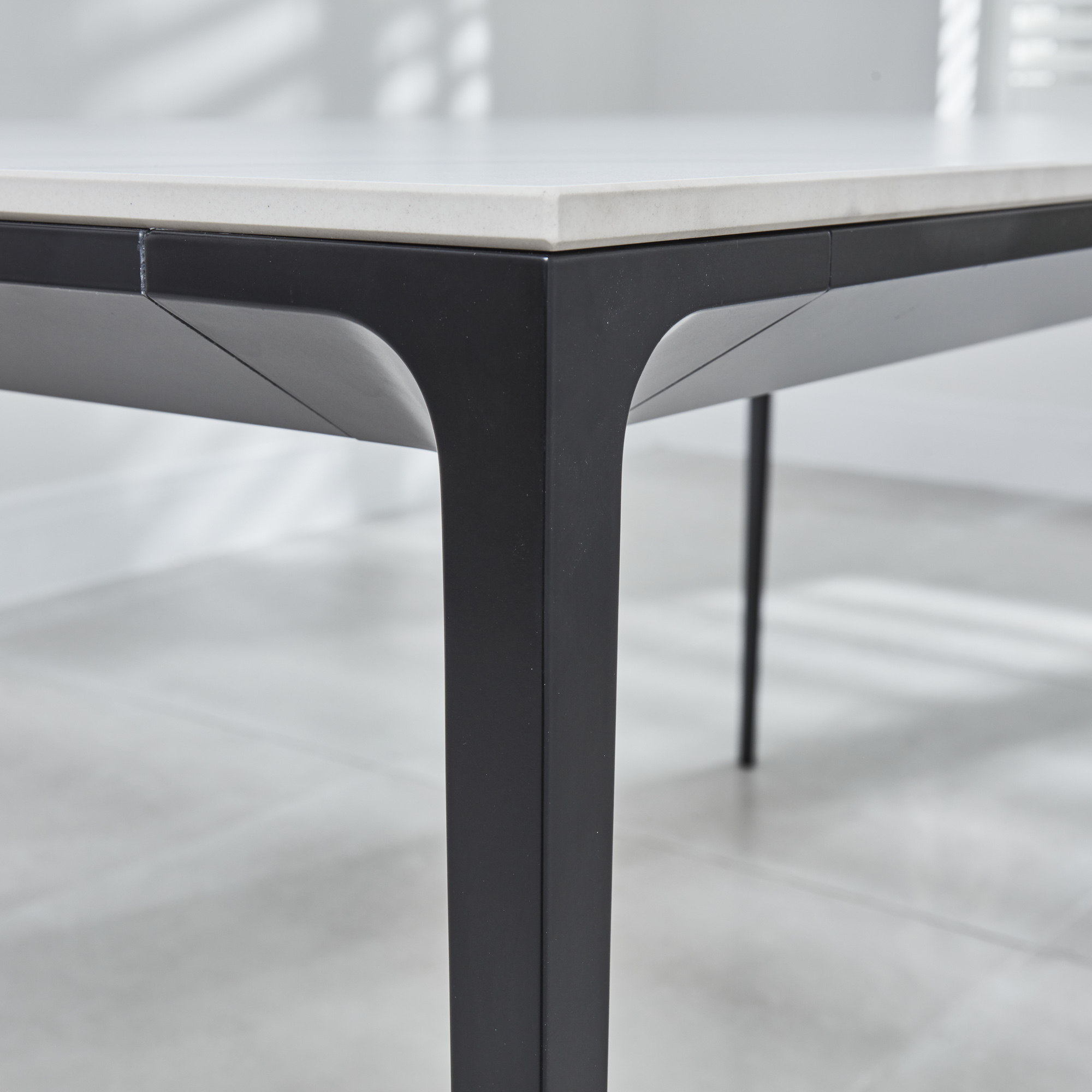 Bellagio 160cm White Sintered Stone Dining Table with Black Contemporary Base