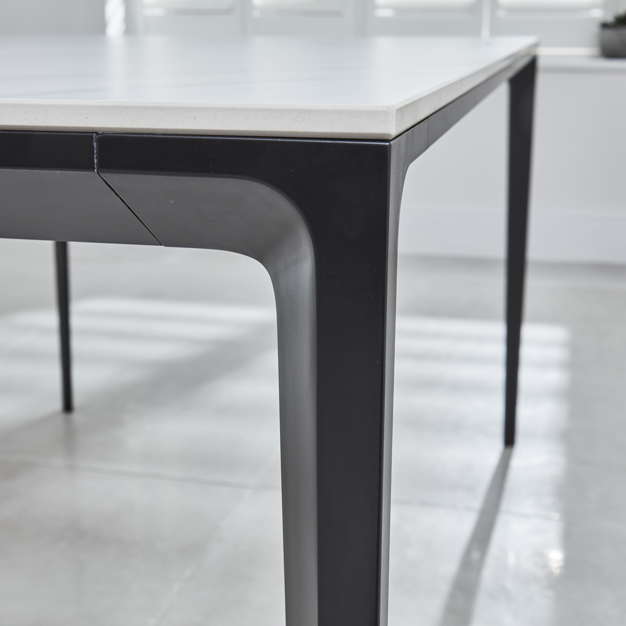 Bellagio 160cm White Sintered Stone Dining Table with Black Contemporary Base