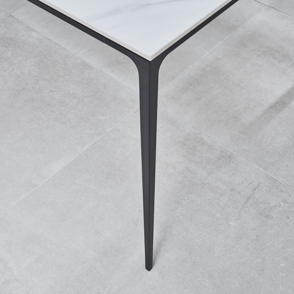 Bellagio 1.6M White Sintered Stone Dining Table Set with 4 x Camila Grey/Tan Dining Chairs - Image 7