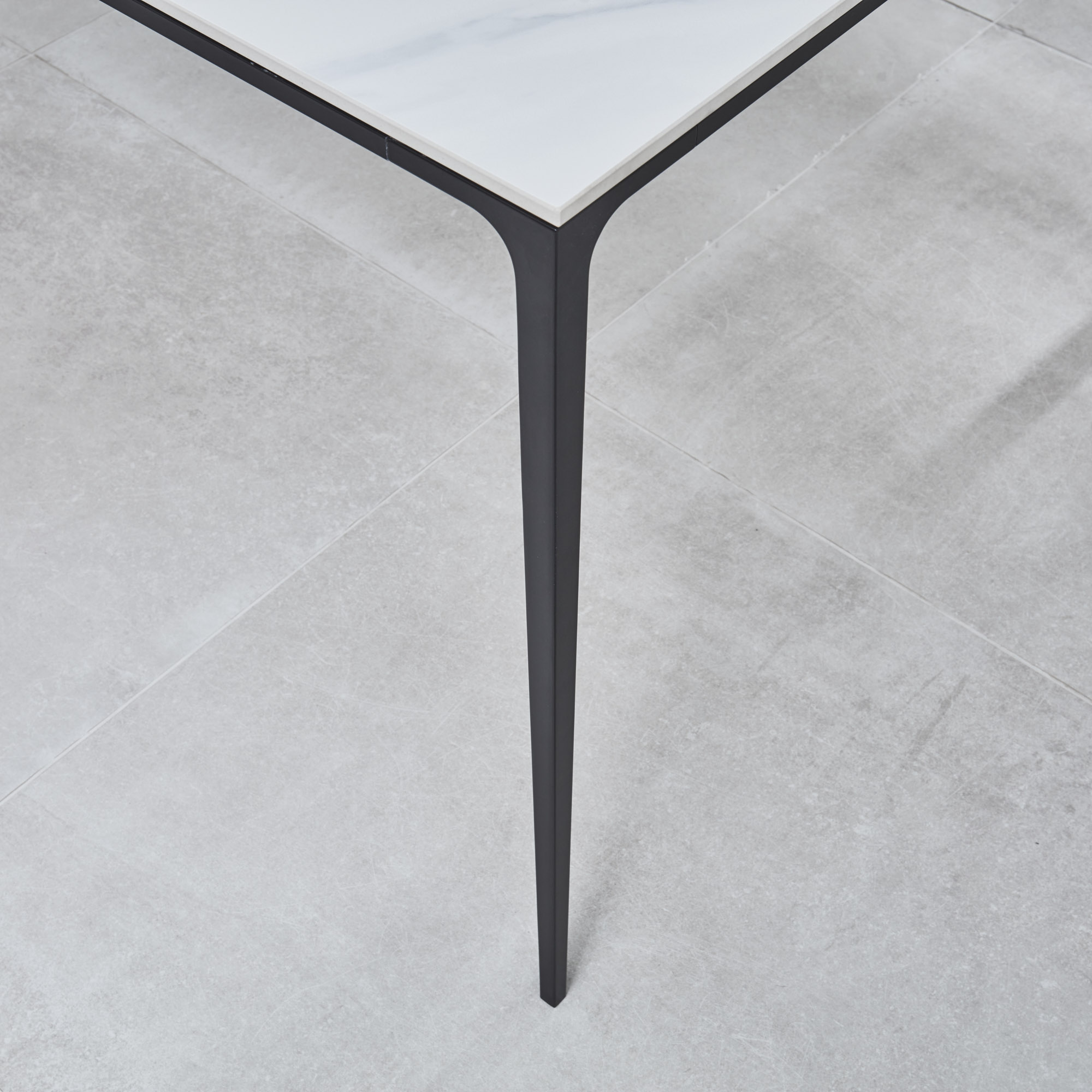 Bellagio 160cm White Sintered Stone Dining Table with Black Contemporary Base