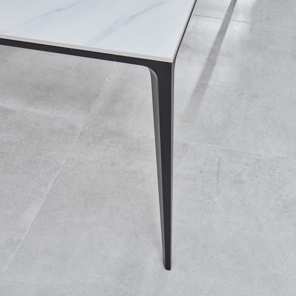 Bellagio 1.6M White Sintered Stone Dining Table Set with 4 x Camila Grey/Tan Dining Chairs - Image 6