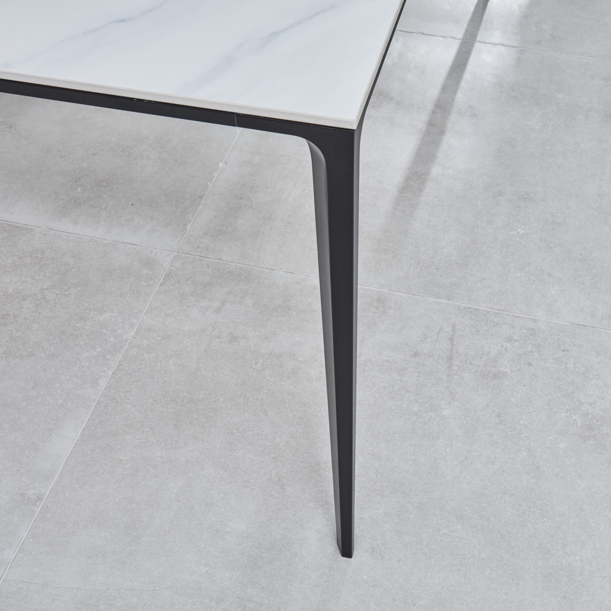 Bellagio 160cm White Sintered Stone Dining Table with Black Contemporary Base