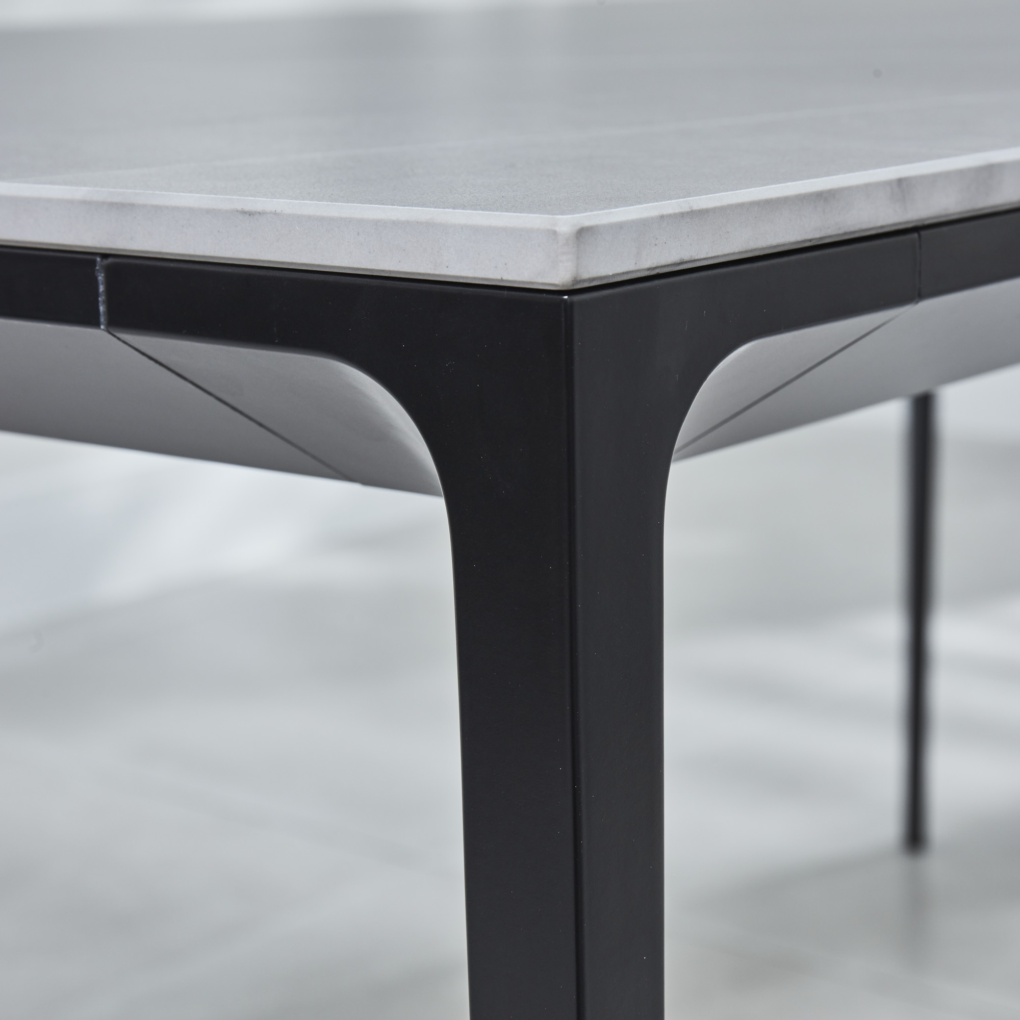 Bellagio 160cm Grey Sintered Stone Dining Table with Black Contemporary Base