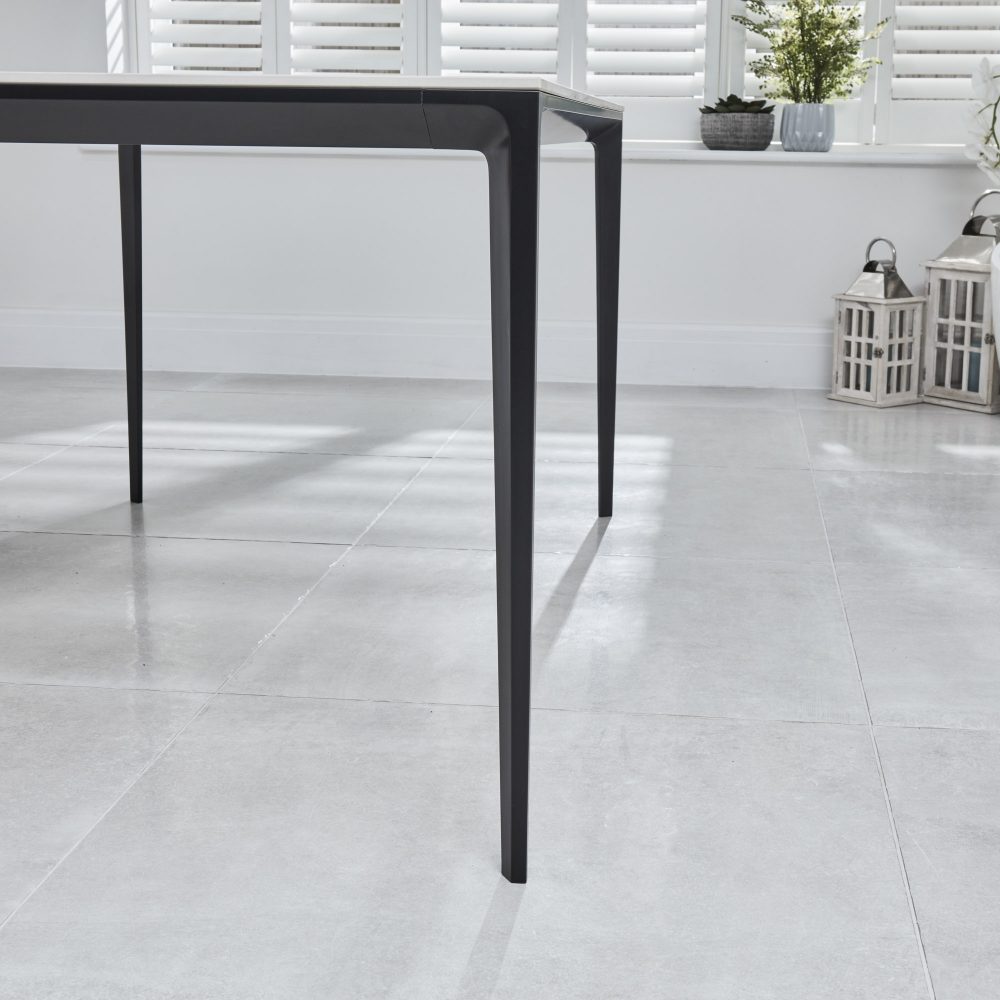 Bellagio 1.6M White Sintered Stone Dining Table Set with 4 x Camila Grey/Tan Dining Chairs - Image 5