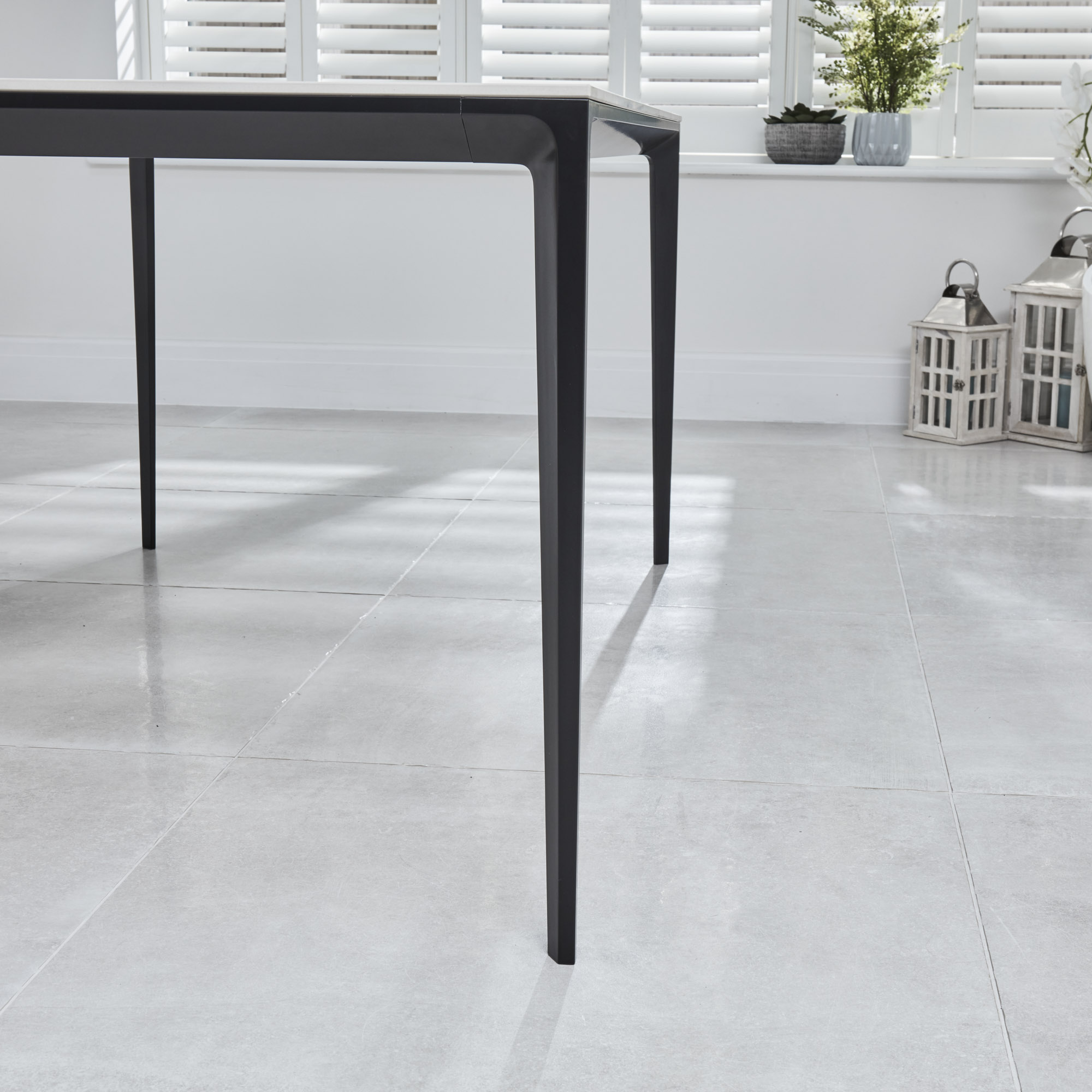 Bellagio 160cm White Sintered Stone Dining Table with Black Contemporary Base