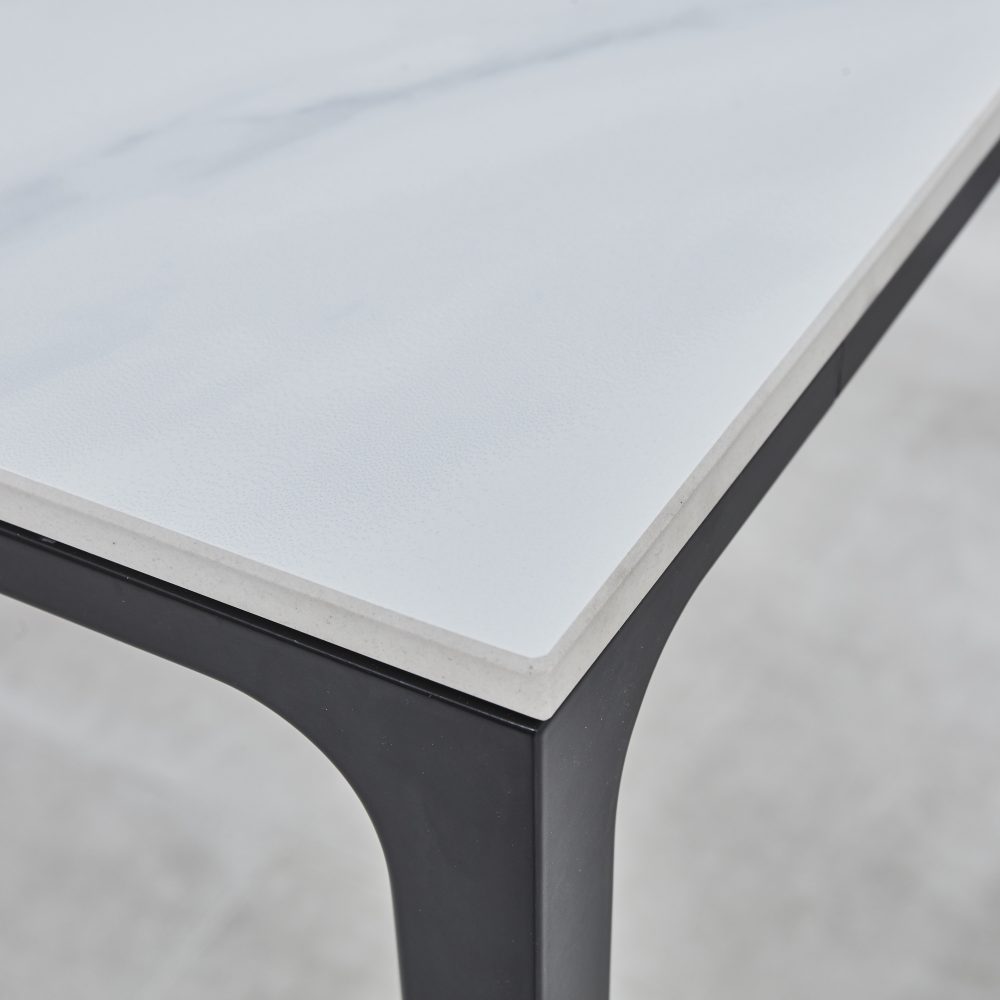 Bellagio 1.6M White Sintered Stone Dining Table Set with 4 x Camila Grey/Tan Dining Chairs - Image 4