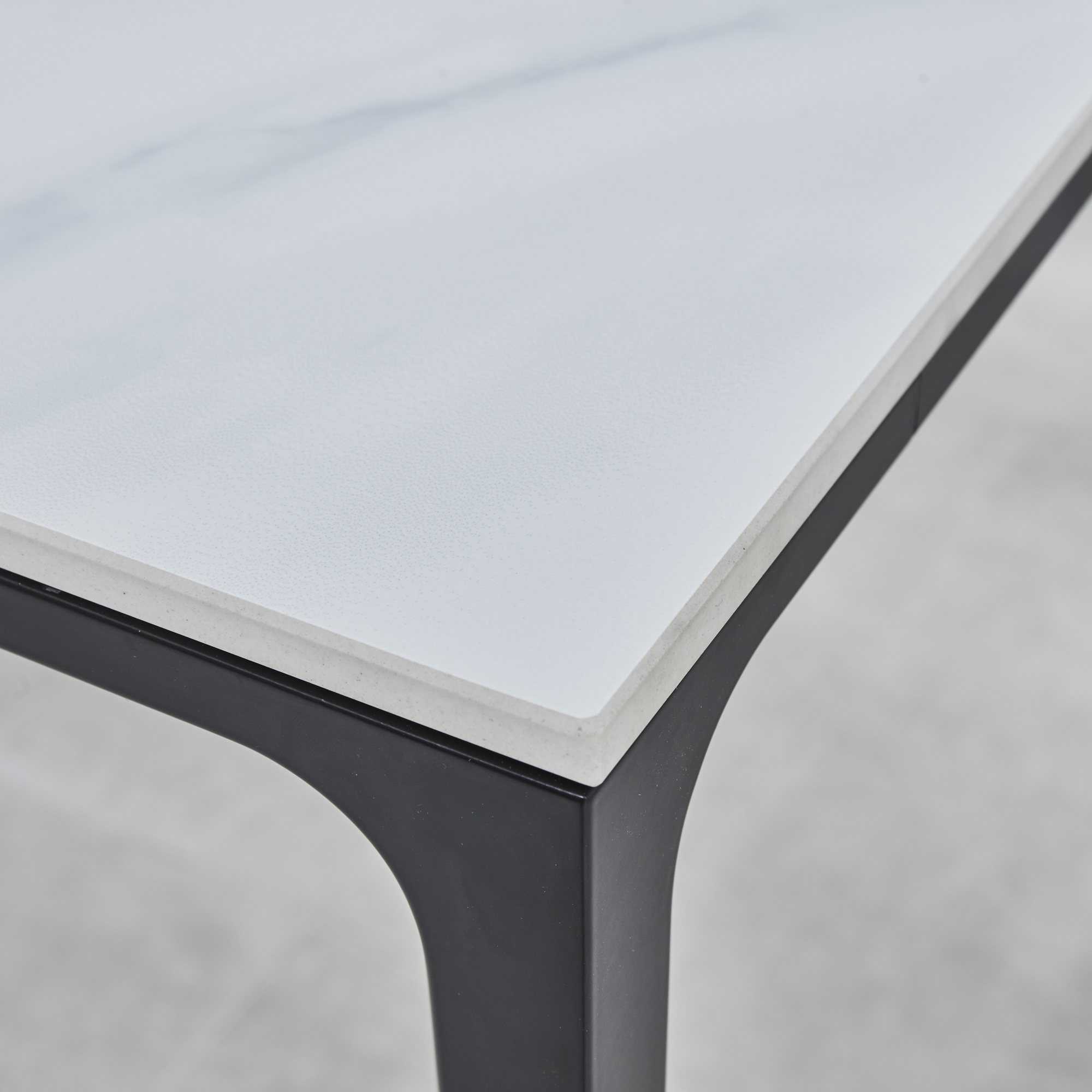 Bellagio 160cm White Sintered Stone Dining Table with Black Contemporary Base