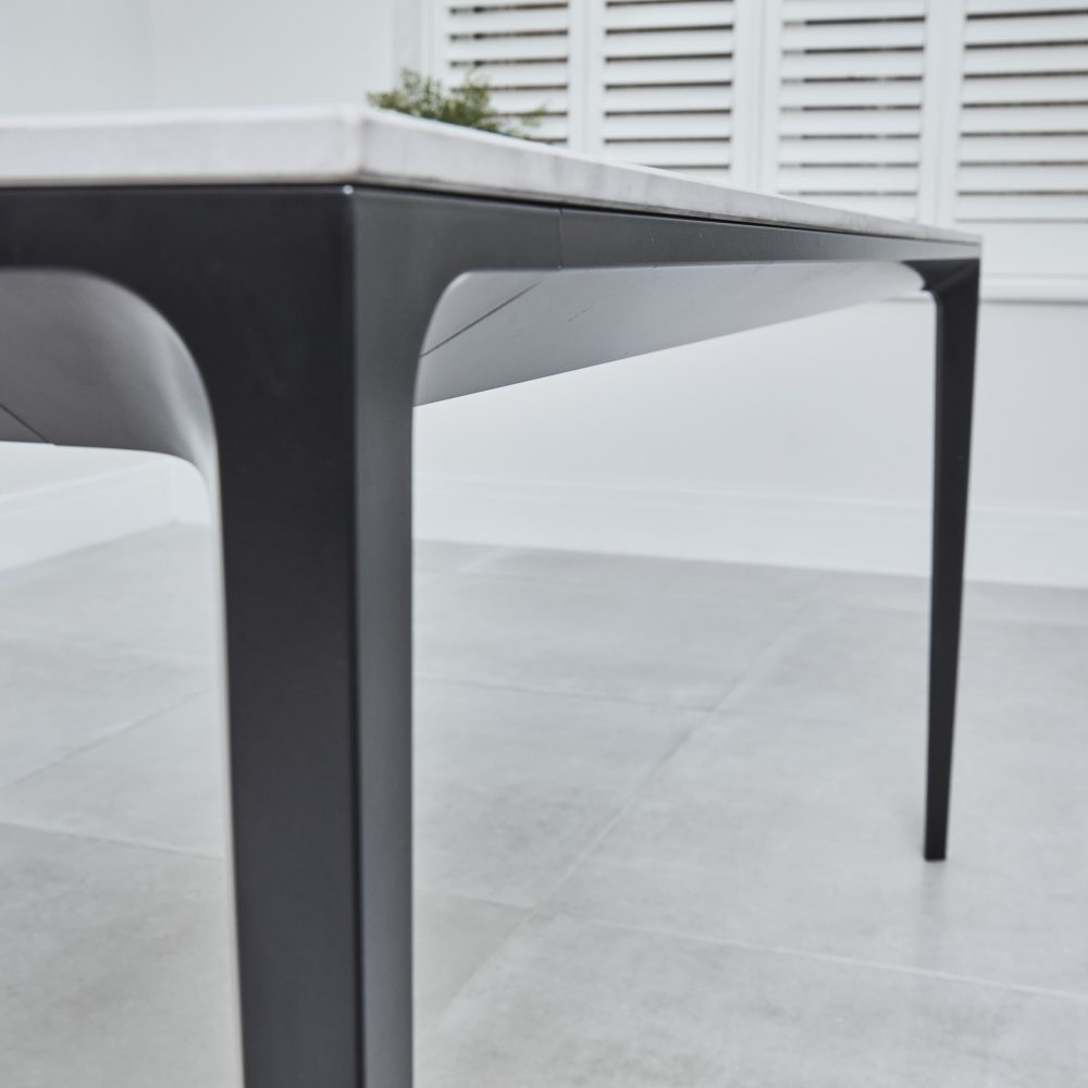 Bellagio 160cm Grey Sintered Stone Dining Table with Black Contemporary Base - Image 7