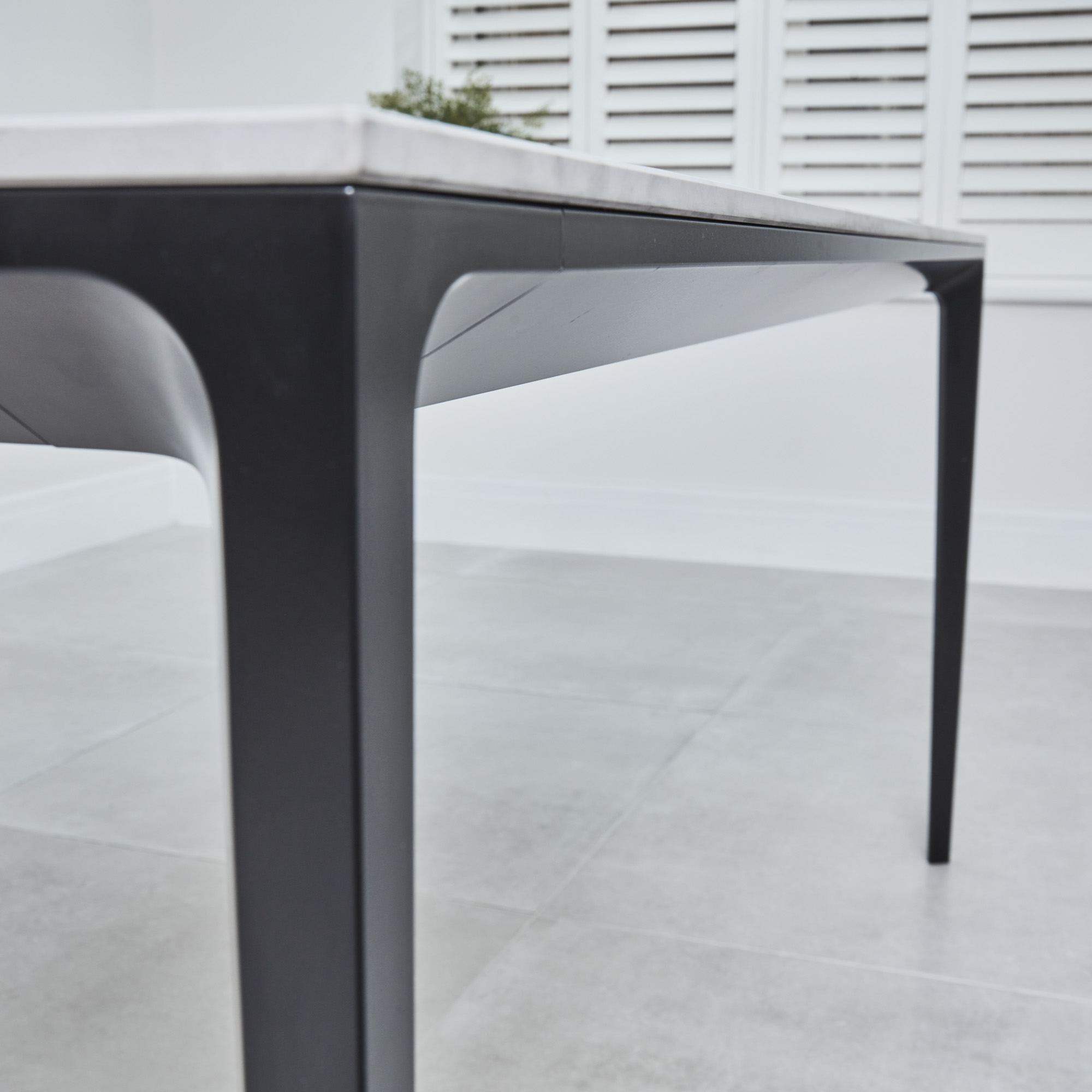 Bellagio 160cm Grey Sintered Stone Dining Table with Black Contemporary Base