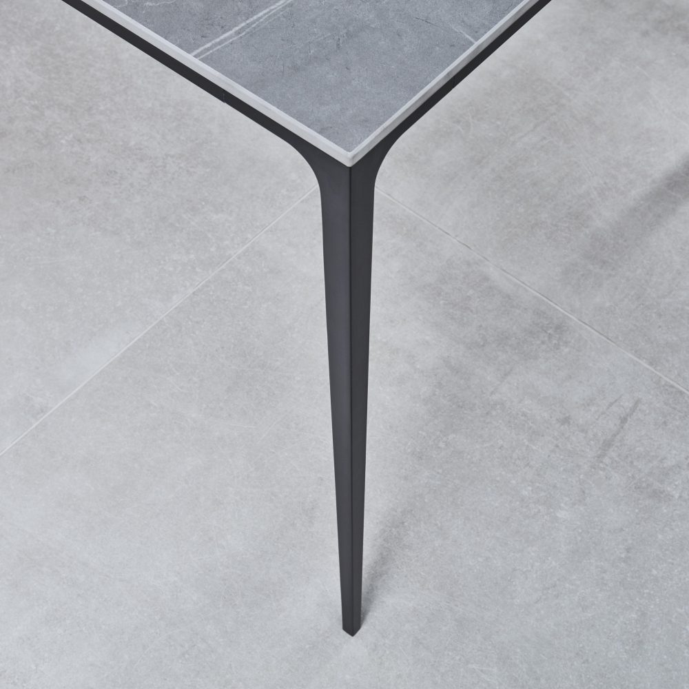 Bellagio 160cm Grey Sintered Stone Dining Table with Black Contemporary Base - Image 6