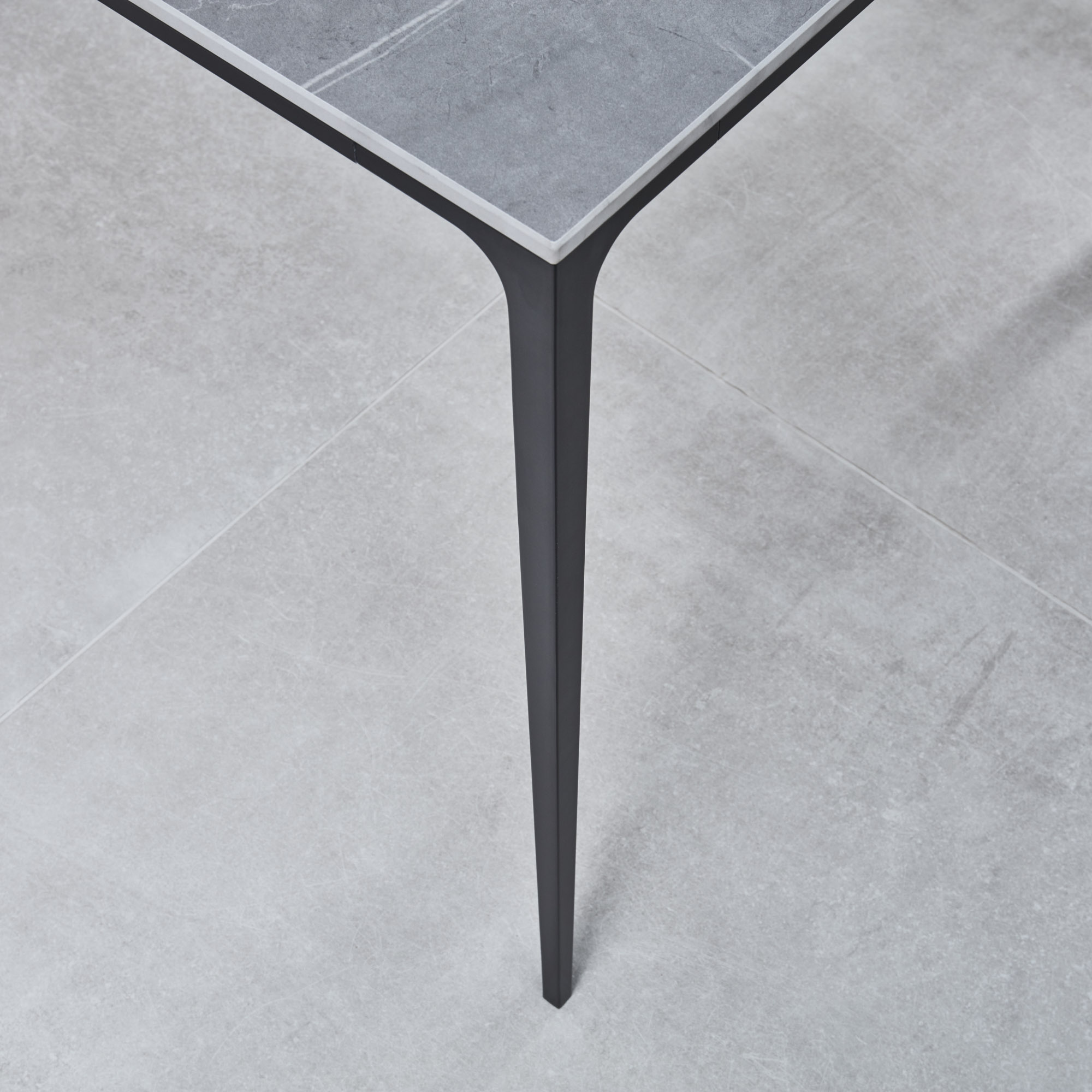 Bellagio 160cm Grey Sintered Stone Dining Table with Black Contemporary Base